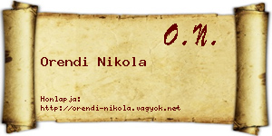 Orendi Nikola névjegykártya